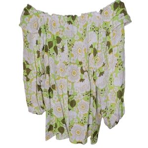 Rose & Olive White Green Floral Off The Shoulder Blouse Top